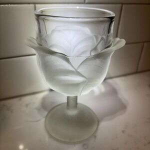 Cabbage Leaf 8 oz Clear Goblet By L G Wright 6.5" Tall Excellent Condition